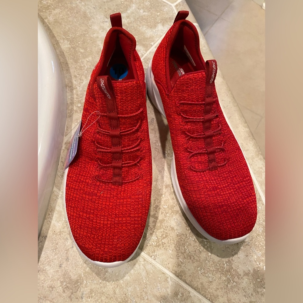 Skechers red memory foam sneakers